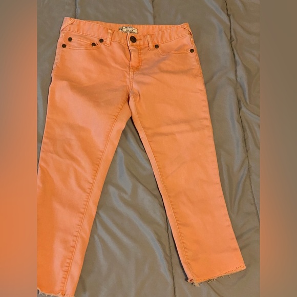 Free People Millennium Peach Pink Skinny Denim Jeans Women's Size 27 - Picture 1 of 9